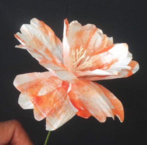 fleur en papier monotype orange