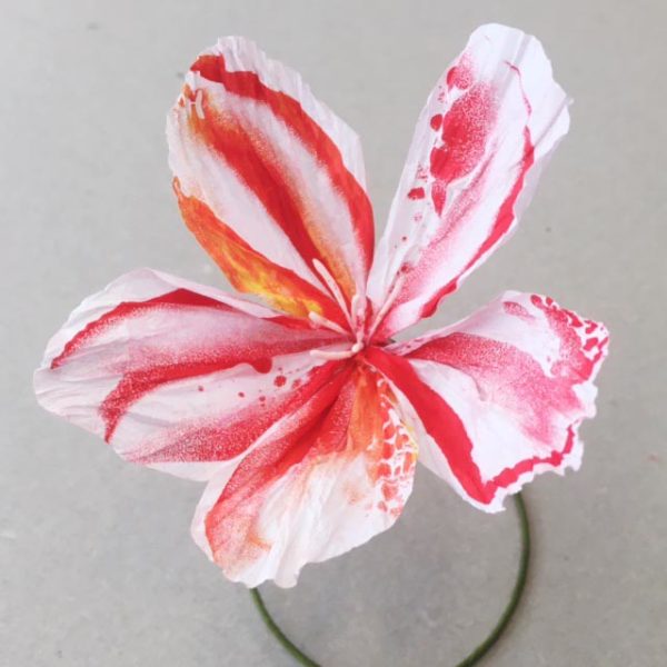fleur en papier japonais monotype rouge